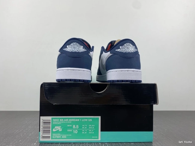 1st Kicks Shoes Navy Low SB CJ7891-400 1 Jordan Midnight 0722